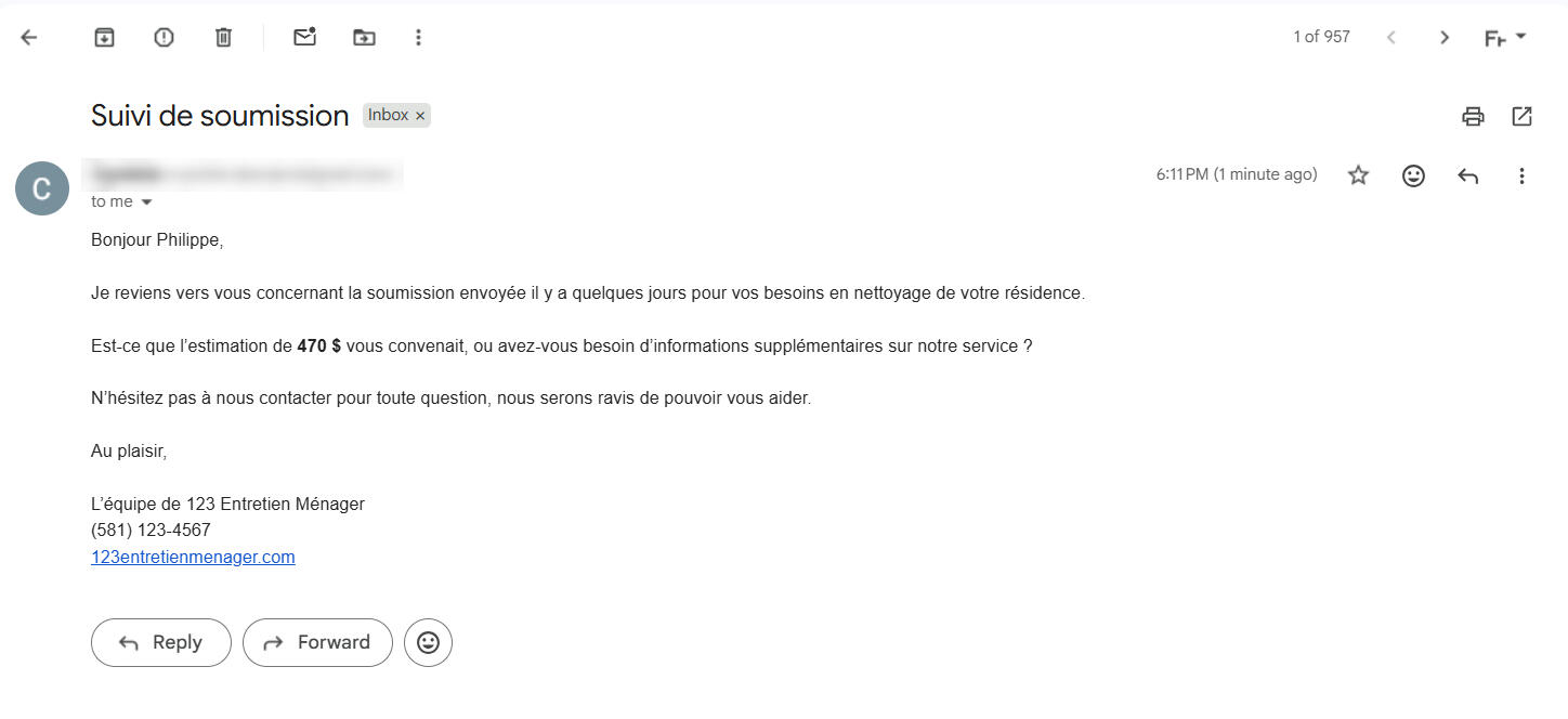 Mail de relance